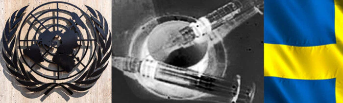 FN-symbol, svensk flagga, spruta