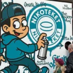 Bild på skyltfönter med tecknad figur