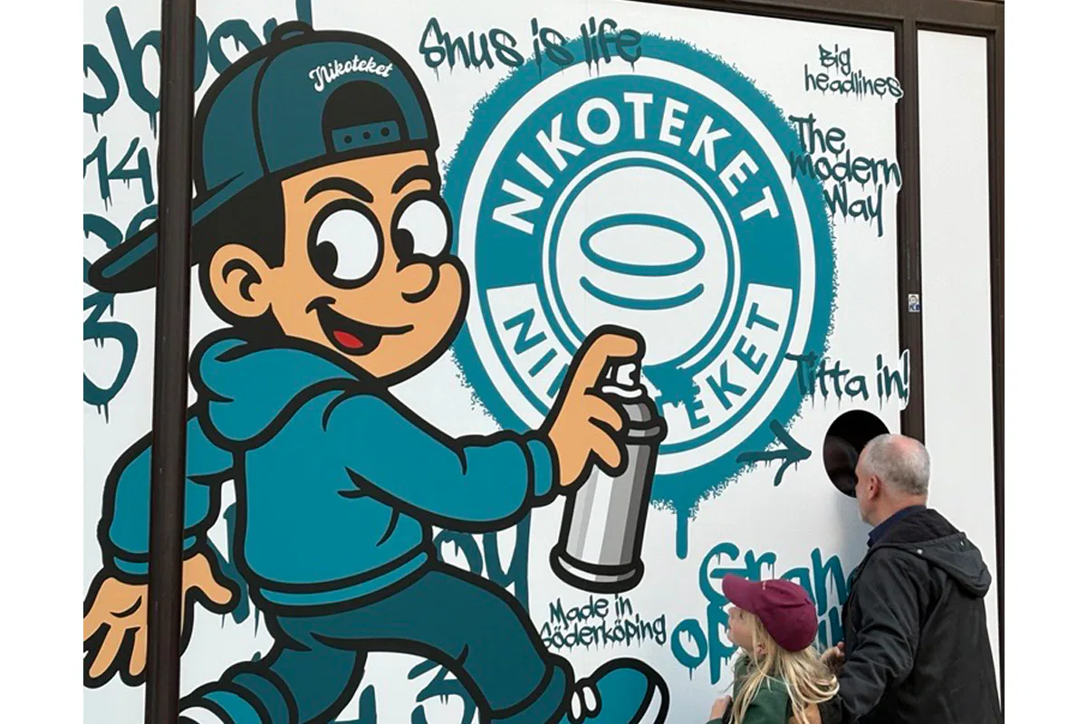 Bild på skyltfönter med tecknad figur