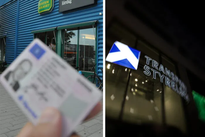 Körkort och Transportstyrelsens skylt.